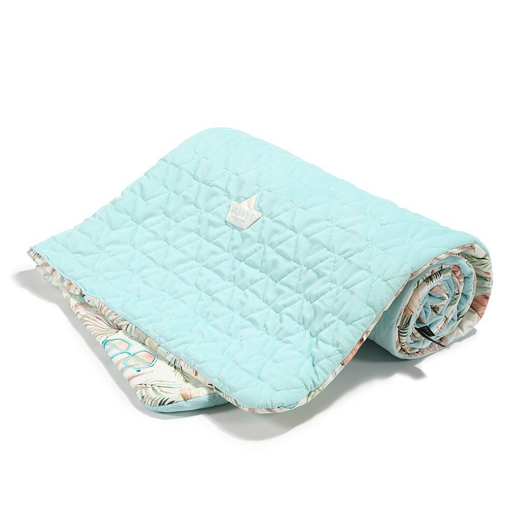 La Millou波蘭 Velvet頂級棉柔雙面柔柔毯加大｜棕櫚女孩｜舒柔粉綠