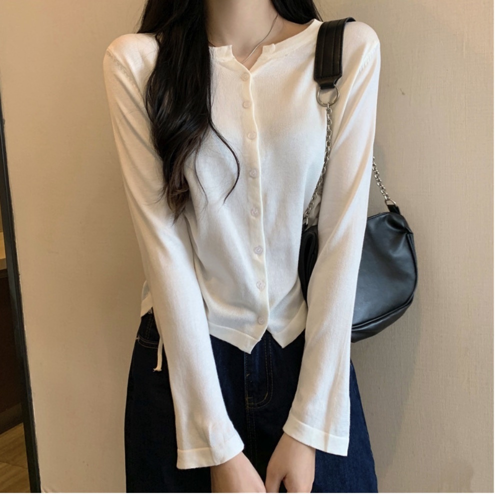 Hot Selling Niche Drawstring Long Sleeve Bottoming Shirt for Women (White) (Size: One Size)