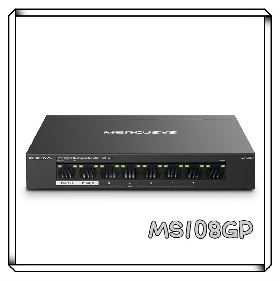 MERCUSYS 水星 MS108GP 8埠 Gigabit + POE 交換器