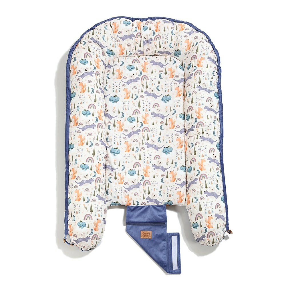 La Millou波蘭 Velvet 頂級棉柔嬰兒睡窩(鋪棉版)｜肚肚胖火龍｜舒柔海藍