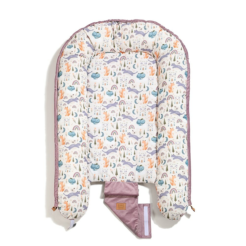 La Millou波蘭 Velvet 頂級棉柔嬰兒睡窩(鋪棉版)｜肚肚胖火龍｜舒柔灰紅