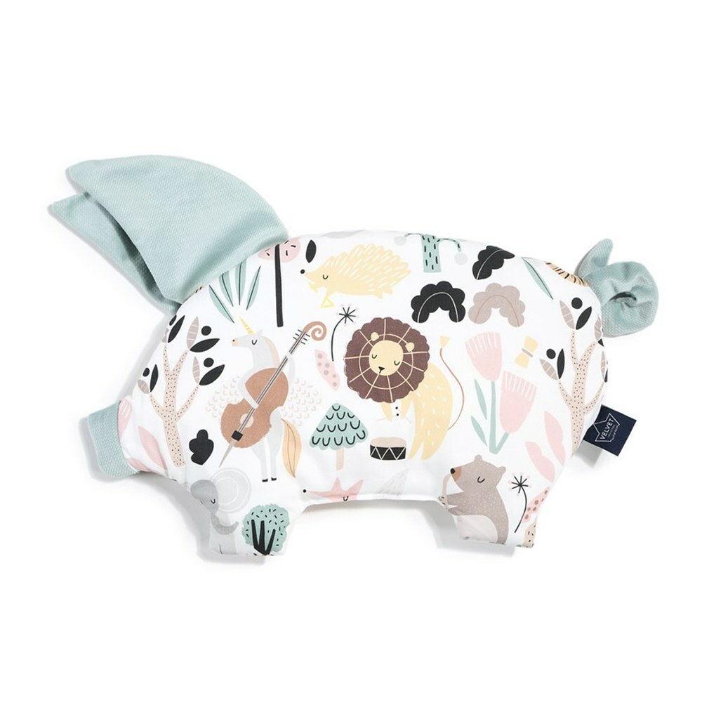 La Millou波蘭 Velvet頂級棉柔小豬枕｜動物交響樂｜舒柔燻綠