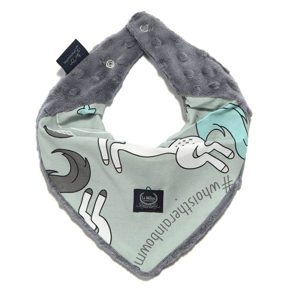 La Millou波蘭 豆豆圍兜領巾｜童話獨角獸(綠底)｜銀河星空灰