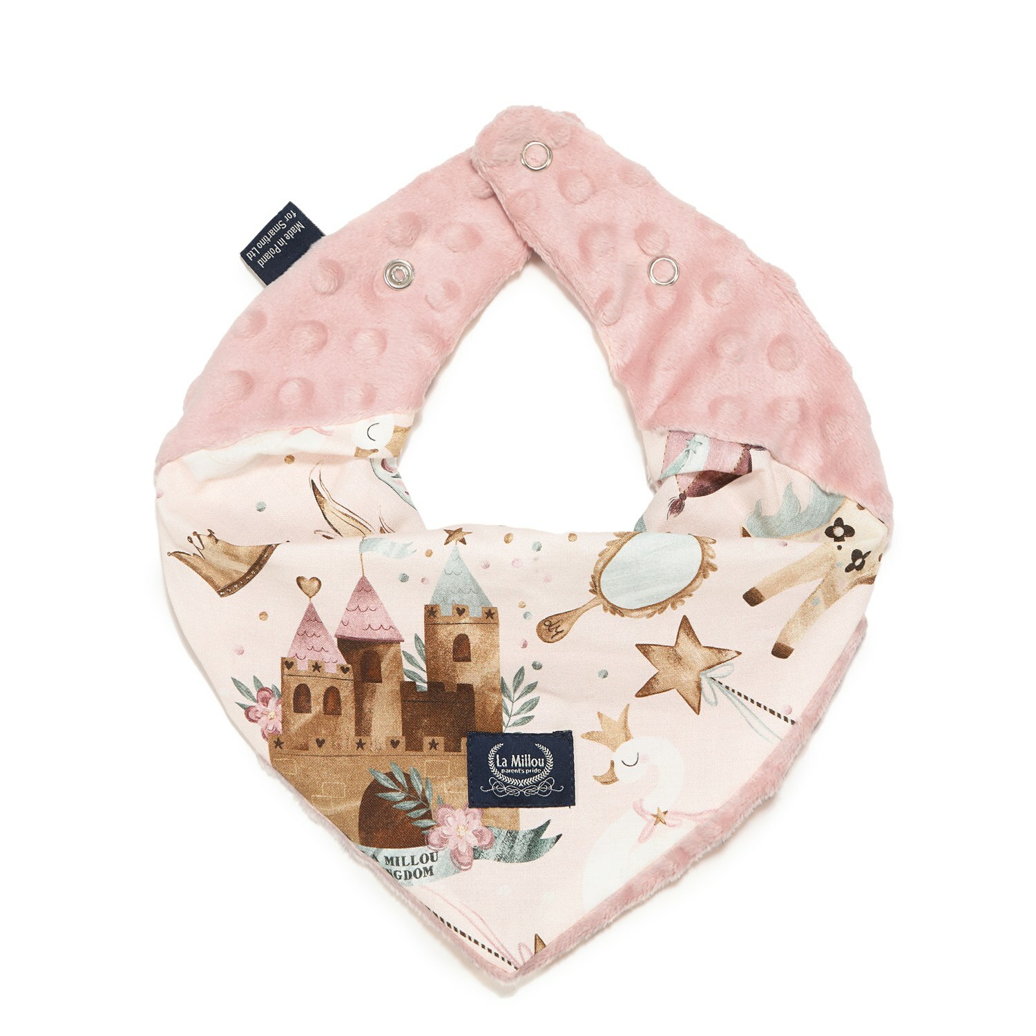 La Millou波蘭 豆豆圍兜領巾｜仙履奇緣(粉底)｜煙燻櫻花粉