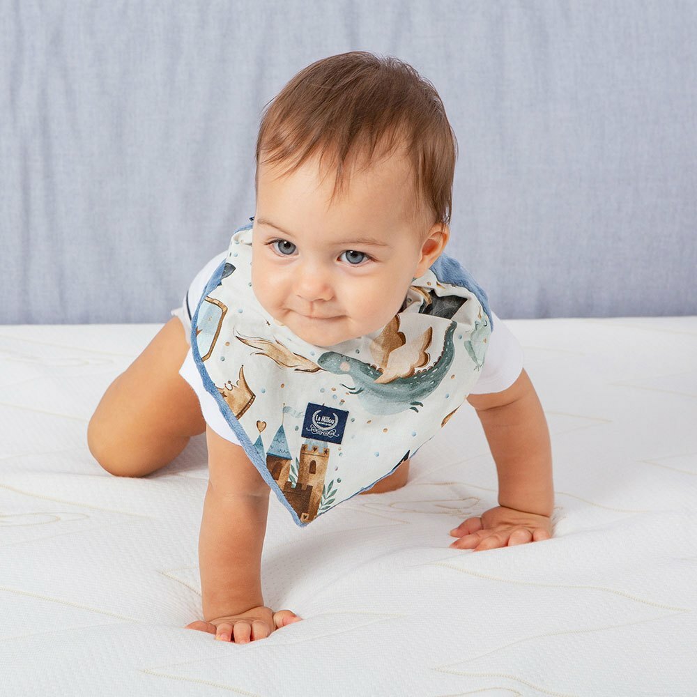 La Millou波蘭 豆豆圍兜領巾｜仙履奇緣(藍底)｜哥倫比亞藍