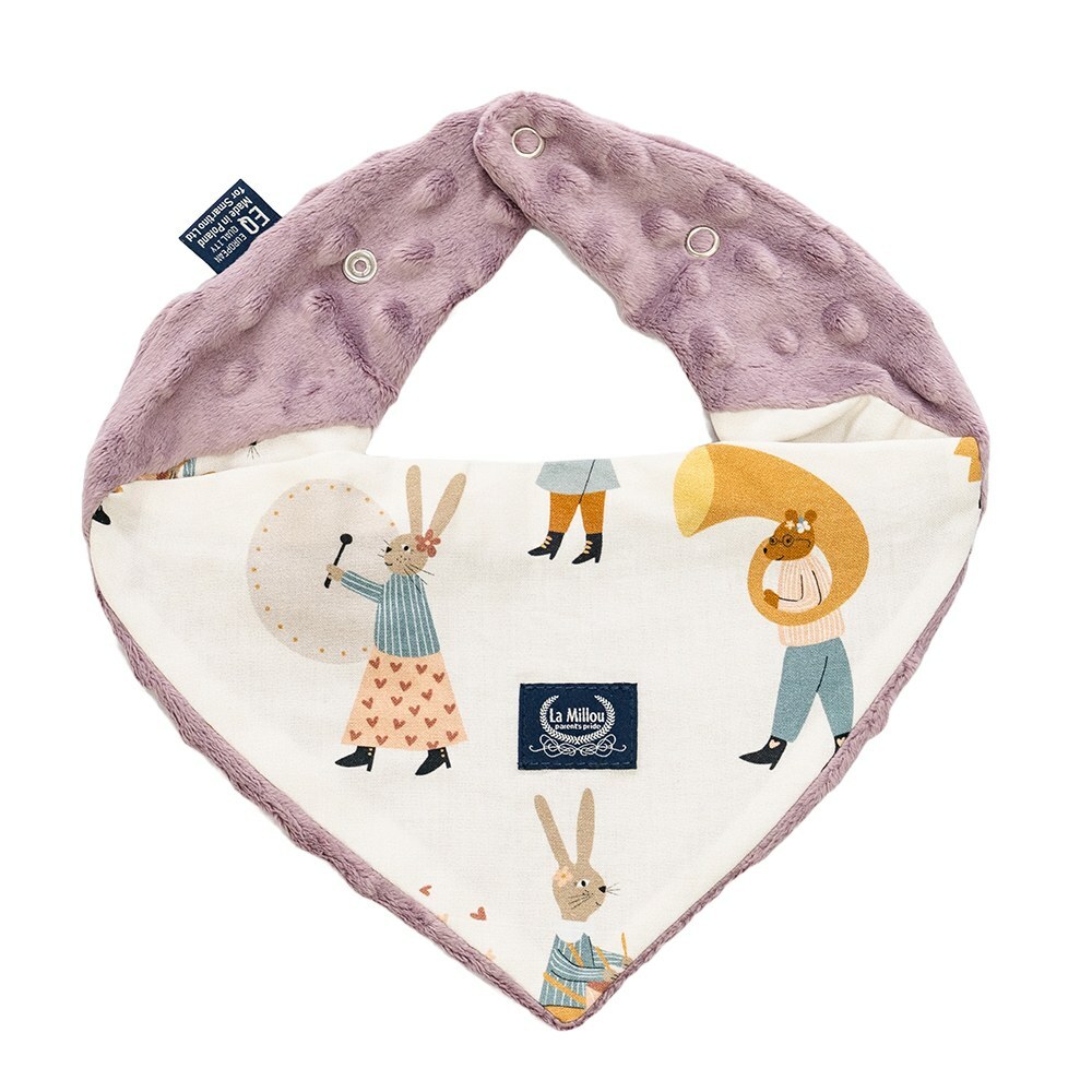 La Millou波蘭 豆豆領巾/圍兜｜兔兔演奏家(粉)｜法式香檳紫