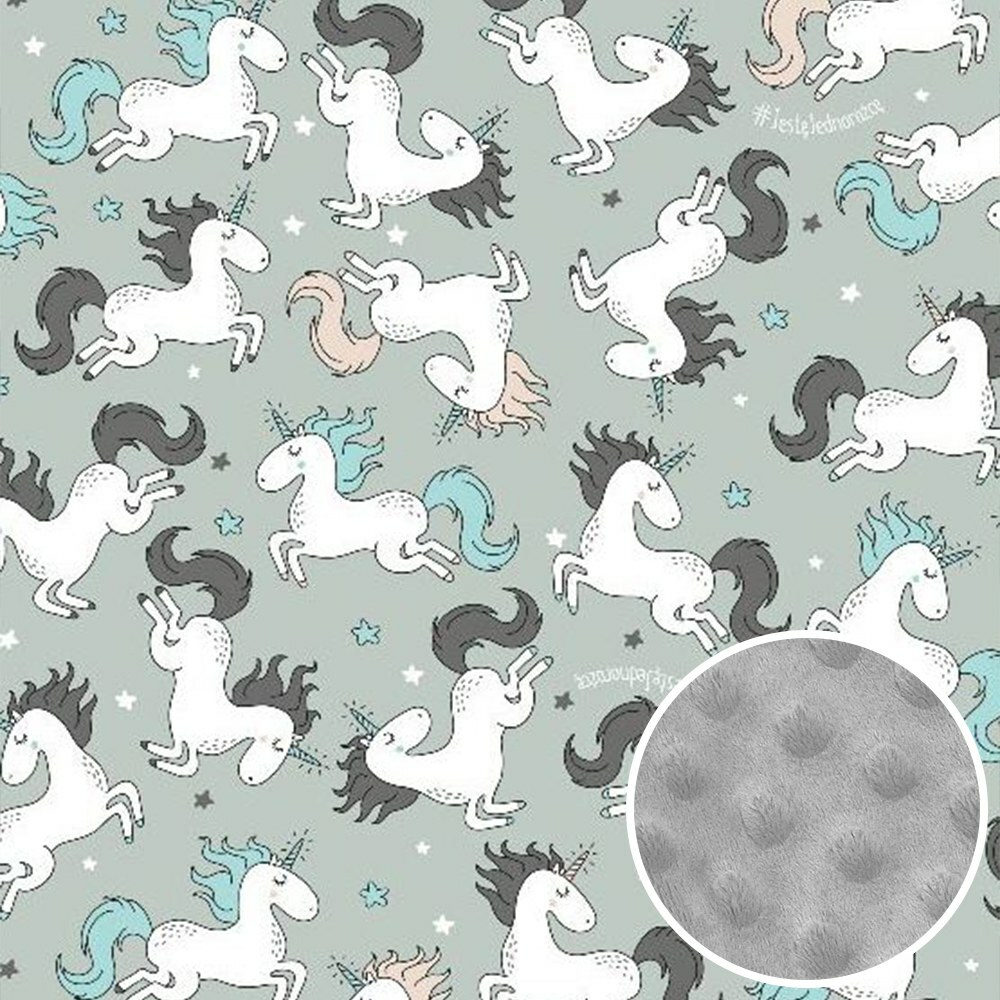 La Millou波蘭 暖膚豆豆毯加大｜童話獨角獸(綠底)｜銀河星空灰