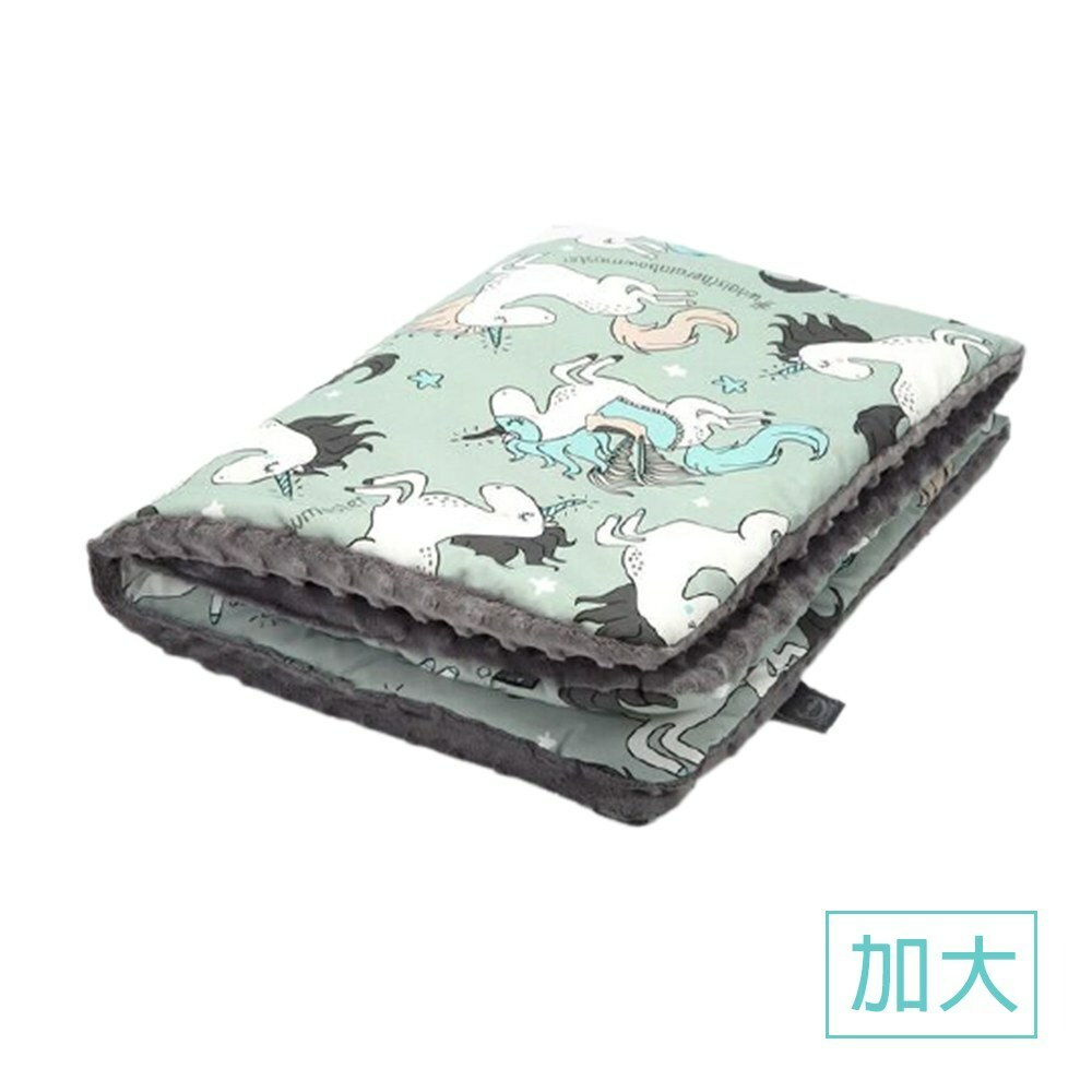 La Millou波蘭 暖膚豆豆毯加大｜童話獨角獸(綠底)｜銀河星空灰