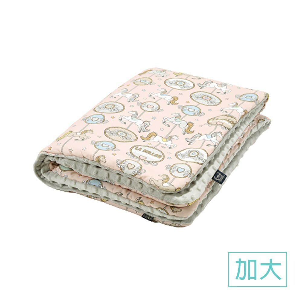 La Millou波蘭 暖膚豆豆毯加大｜旋轉小木馬(粉底)｜牛奶星空灰