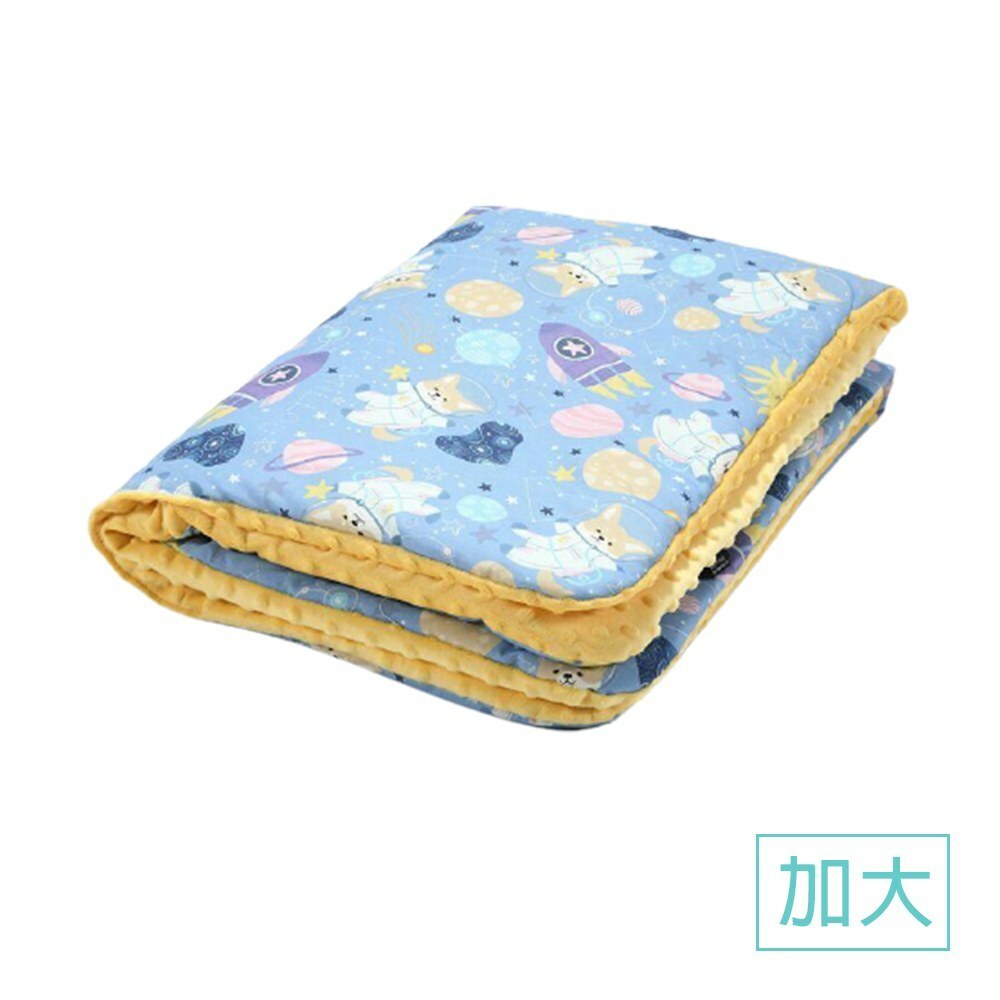 La Millou波蘭 暖膚豆豆毯加大｜星空胖柯基(藍底)｜清恬芒果黃