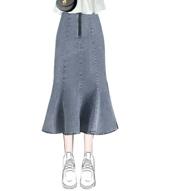 Denim Skirt Mermaid Skirt - Single Piece (Blue) (M-4XL) (Contact customer service to confirm size after placing an order) 