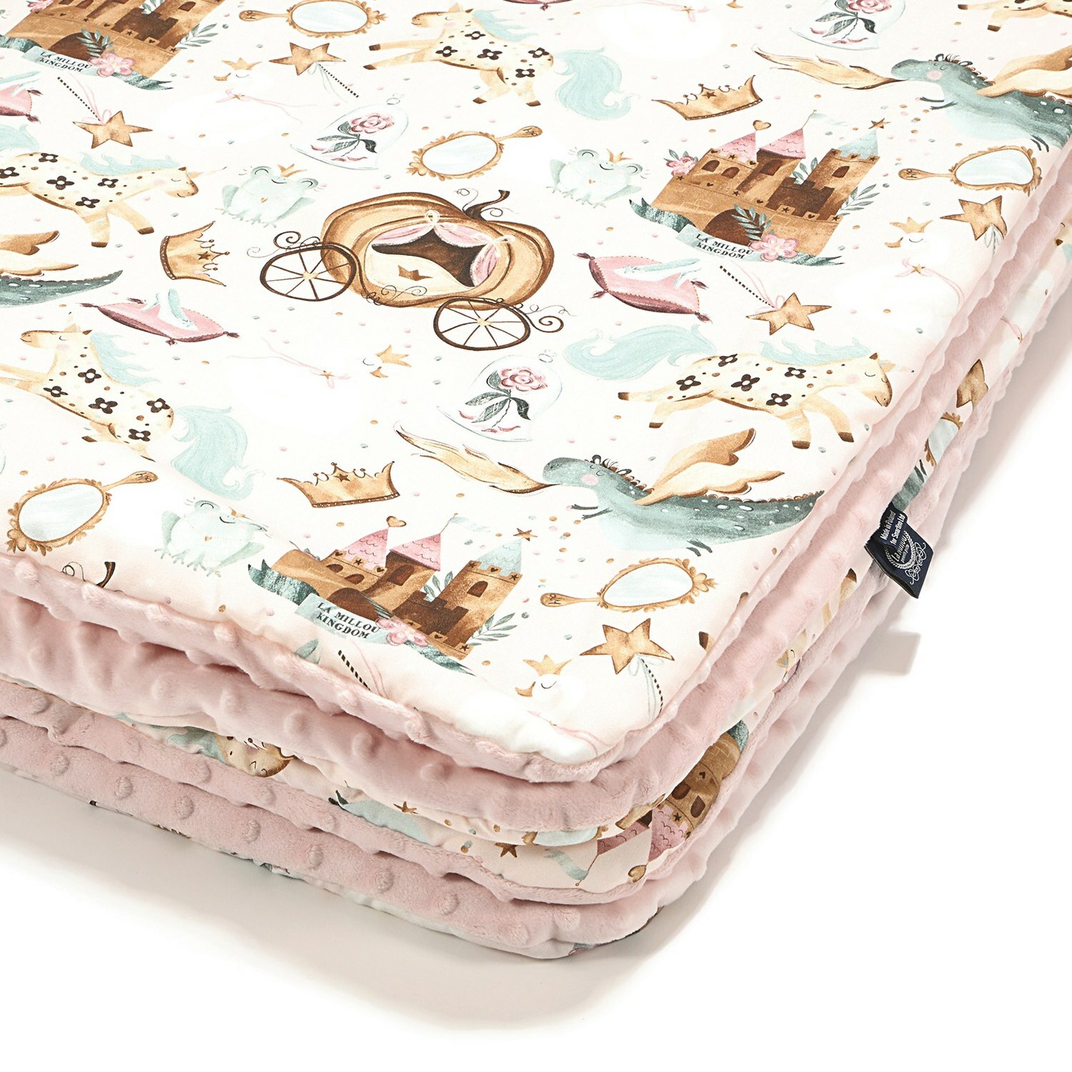 La Millou波蘭 暖膚豆豆毯加大｜仙履奇緣(粉底)｜煙燻櫻花粉