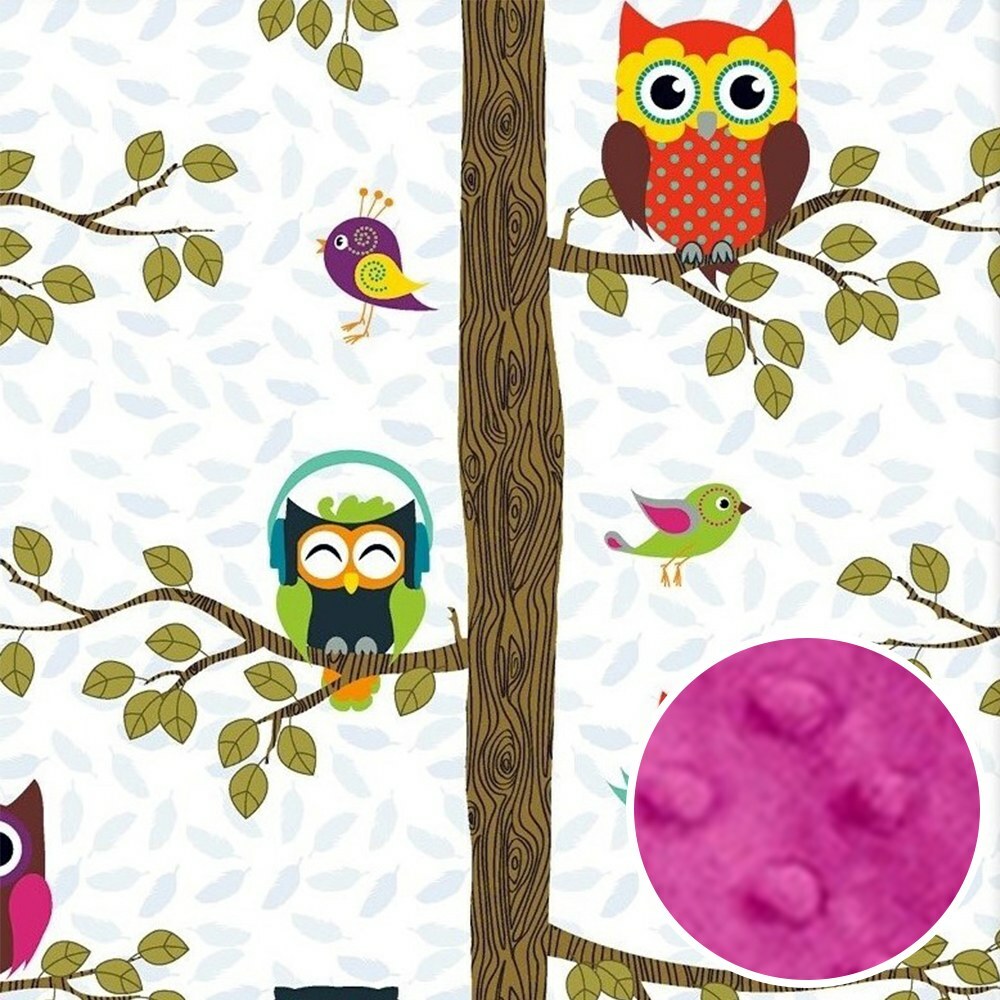 La Millou波蘭 單面巧柔豆豆毯加大｜樹屋貓頭鷹｜沁甜莓果紅-outlet專屬