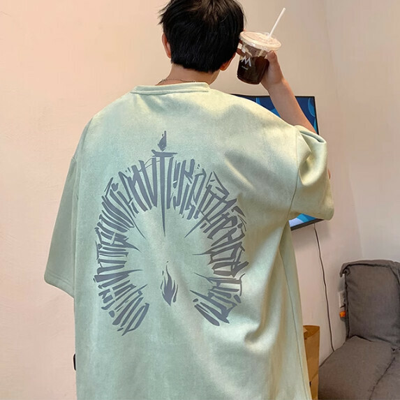 爆款復古短袖T恤男夏季（豆綠【M_3XL碼】（下單後聯繫客服確認發貨尺碼）