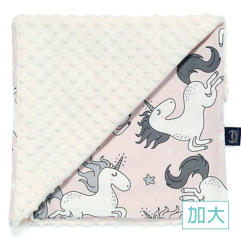 La Millou波蘭 單面巧柔豆豆毯加大｜童話獨角獸｜雲朵白