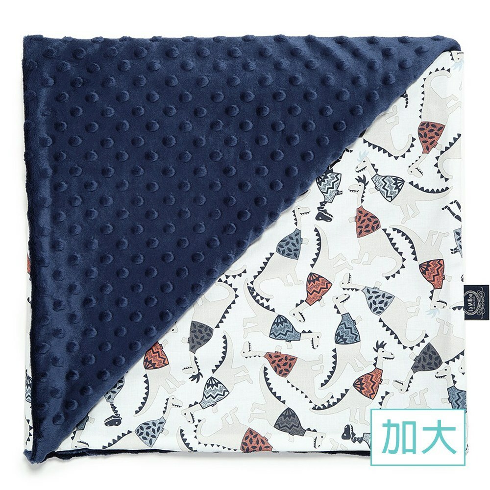 La Millou波蘭 單面巧柔豆豆毯加大｜搖滾侏儸紀｜勇氣海軍藍-outlet專屬