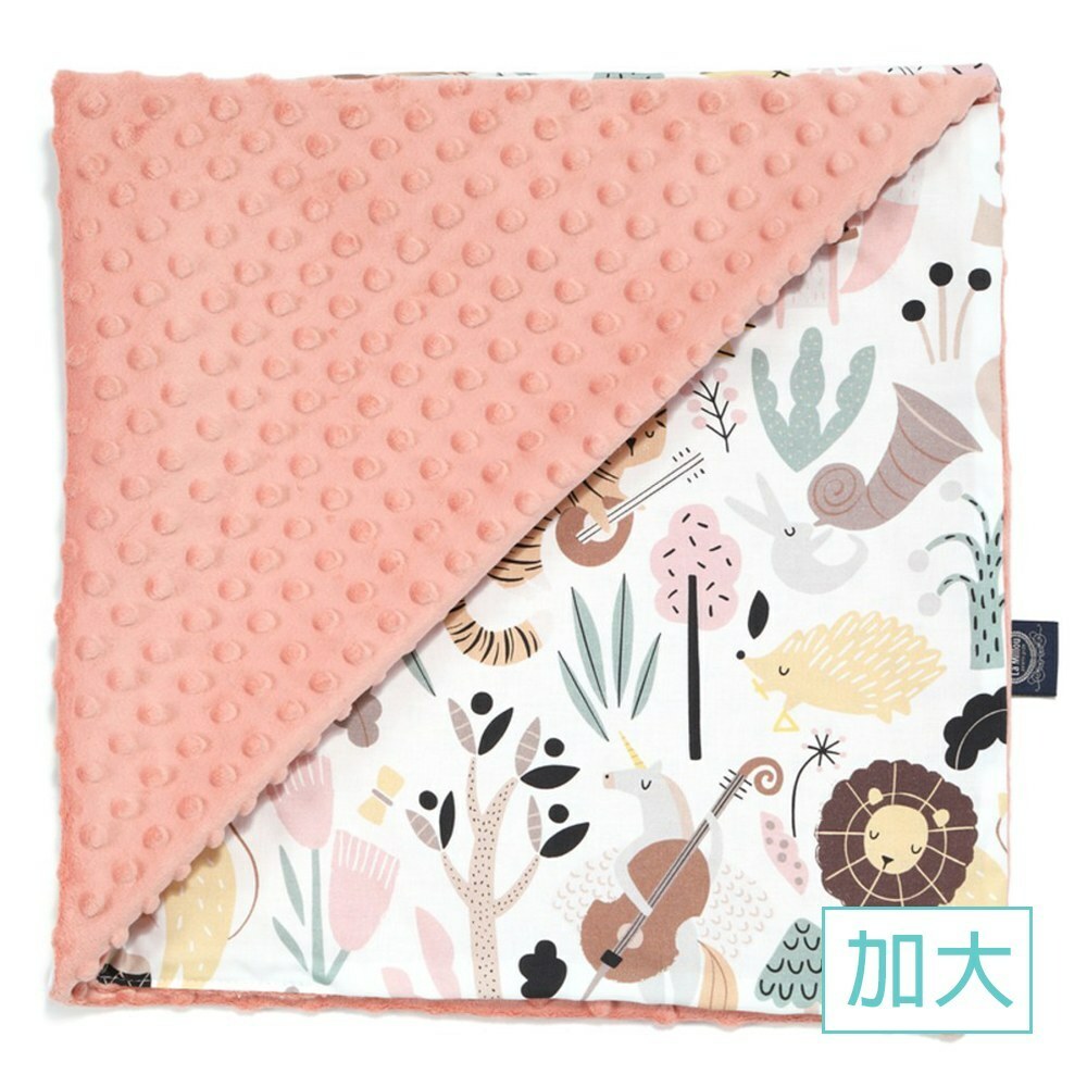 La Millou波蘭 單面巧柔豆豆毯加大｜動物交響樂｜果漾蜜桃粉