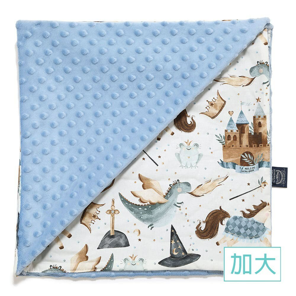 La Millou波蘭 單面巧柔豆豆毯加大｜仙履奇緣(藍底)｜哥倫比亞藍