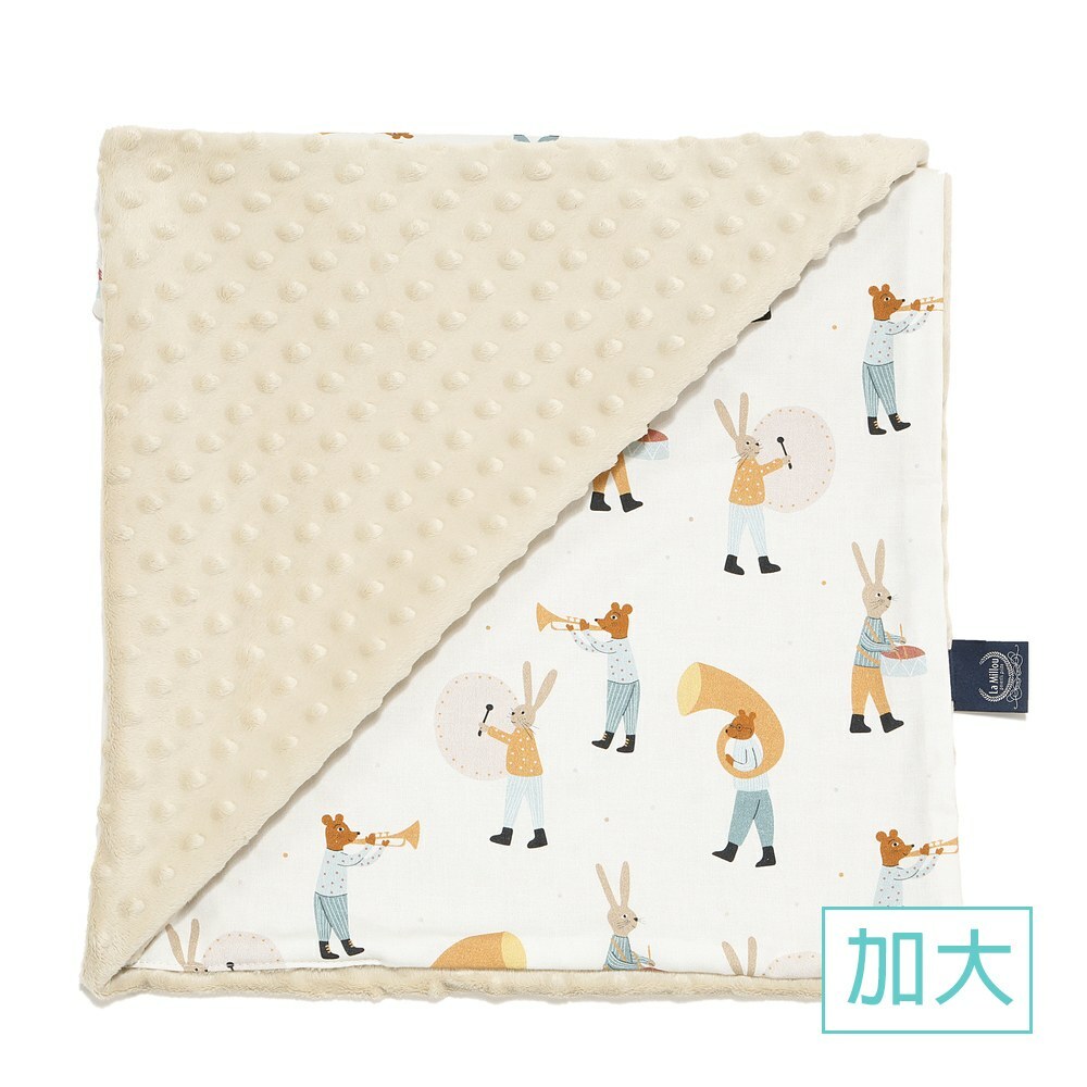 La Millou波蘭 單面巧柔豆豆毯加大｜兔兔演奏家(藍)｜伊莉沙白