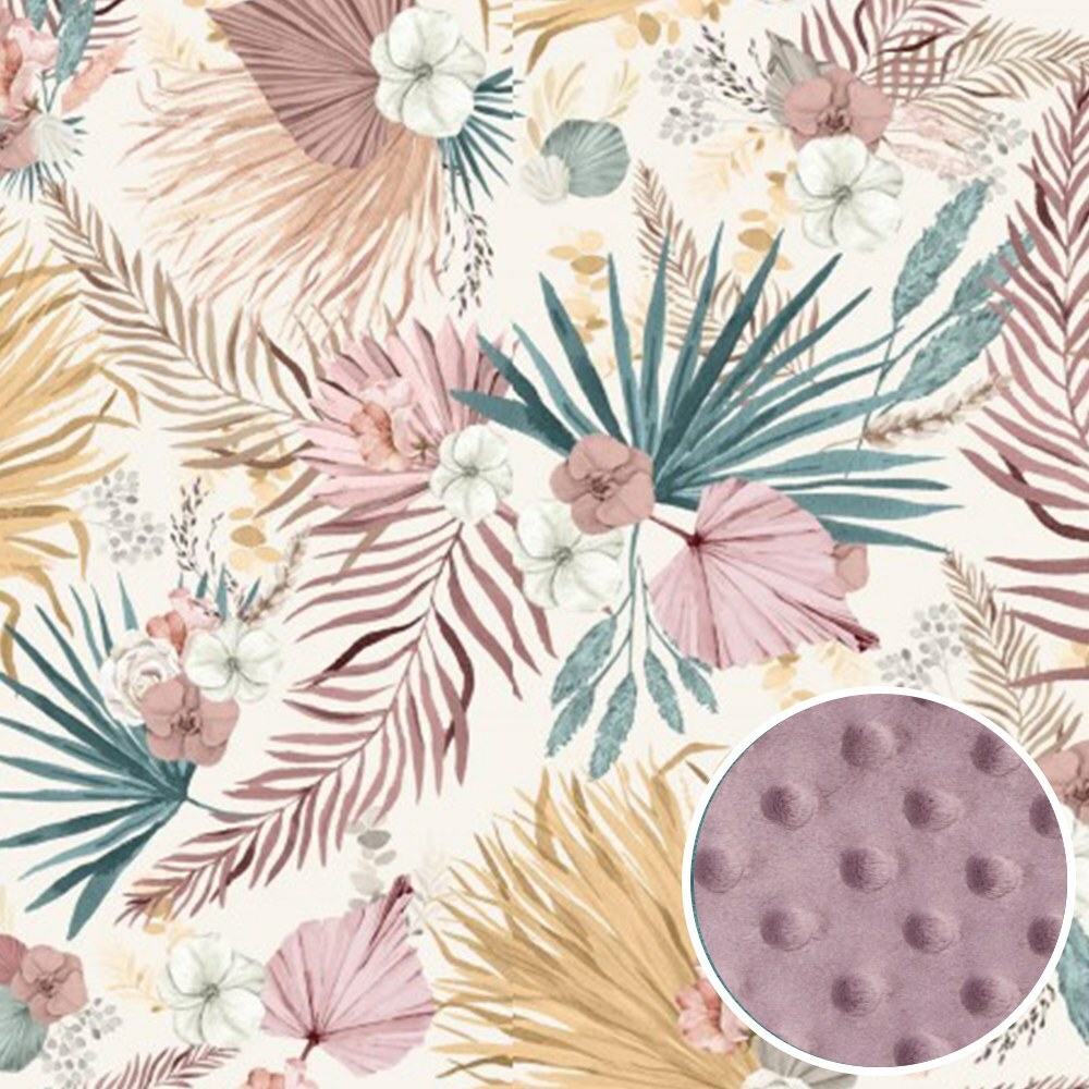 La Millou波蘭 單面巧柔豆豆毯加大｜棕櫚美妍花｜法式香檳紫