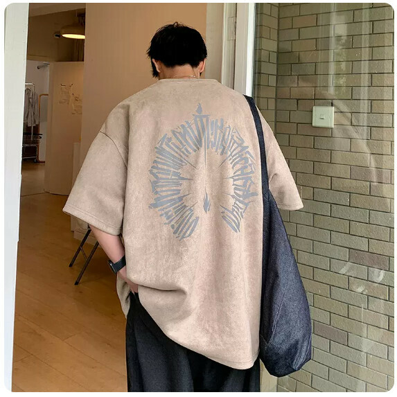 爆款復古短袖T恤男夏季（卡其【M_3XL碼】（下單後聯繫客服確認發貨尺碼）