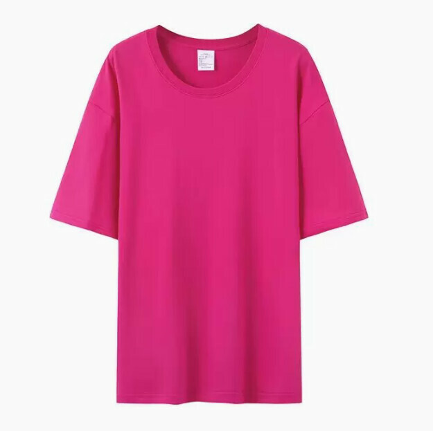 熱賣不透純棉打底短袖t恤男（玫紅色 尺碼：S-3XL）（下單後聯絡客服確認發貨尺碼）