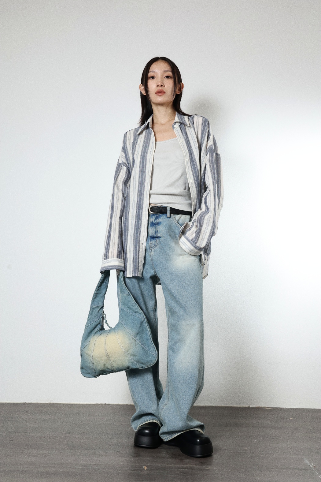 度假棉麻直紋襯衫