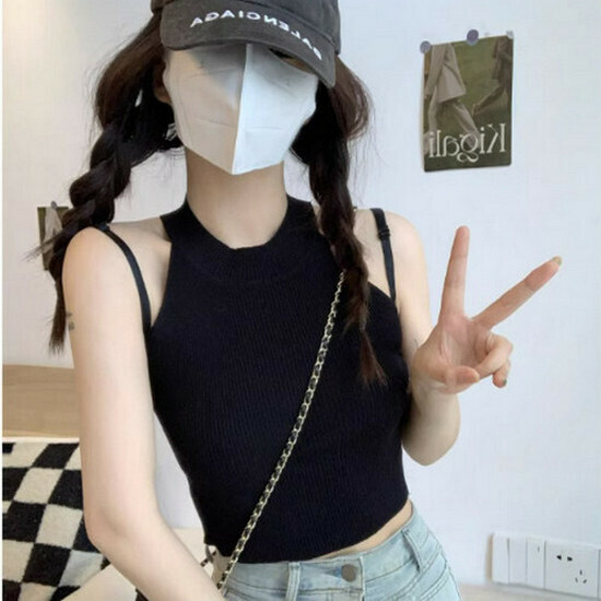 Hot Selling Knitted Vest [Black] [One Size Fits All]