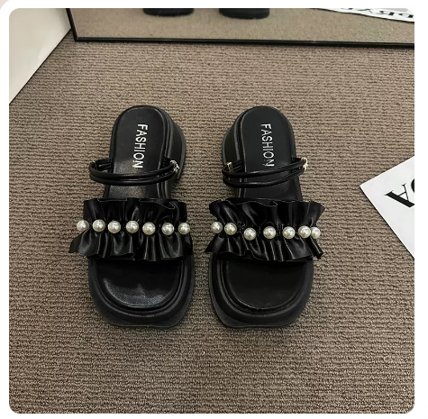 Versatile non-slip platform two-way sandals (black/size 35-40) (contact customer service to confirm the shipping size after placing an order)