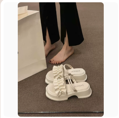 Versatile non-slip platform two-wear sandals (beige/size 35-40) (contact customer service to confirm the shipping size after placing an order)