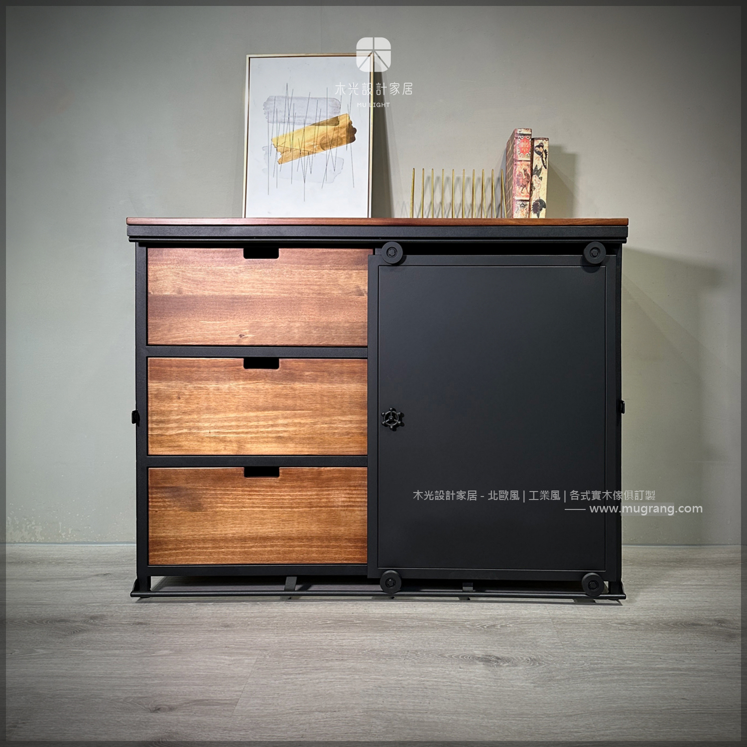 台灣製-重工業滑門實木收納櫃|可訂製