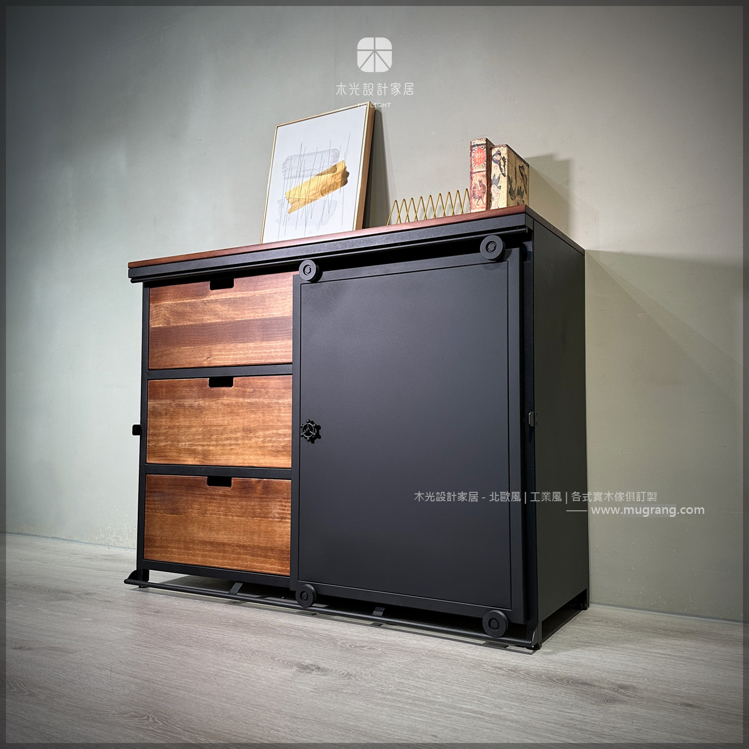 台灣製-重工業滑門實木收納櫃|可訂製