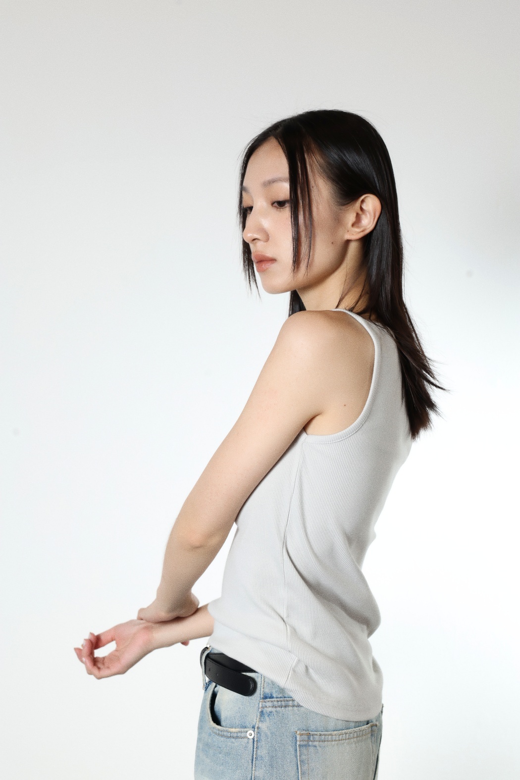 包覆顯瘦羅紋背心-薄荷