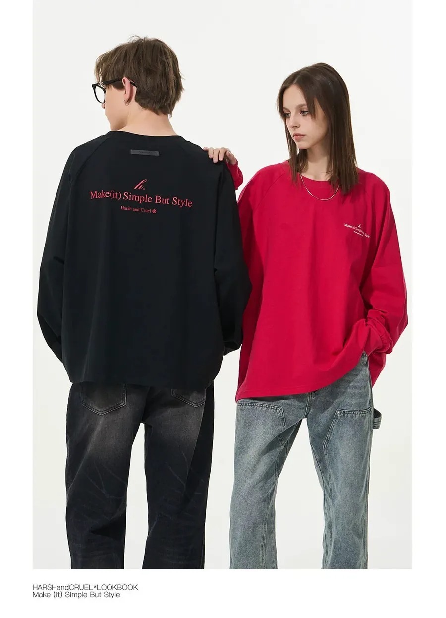 Harsh and Cruel 24SS 字體logo皮標圓領長袖 HL233020559