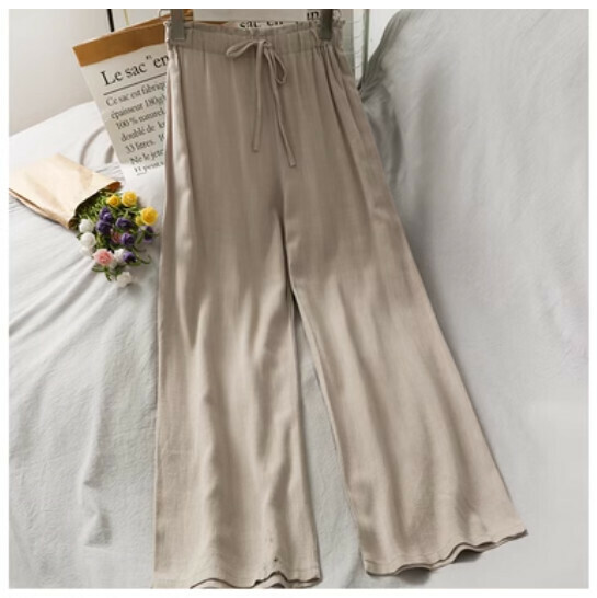 High-rise straight-leg wide-leg pants (khaki) (one size)