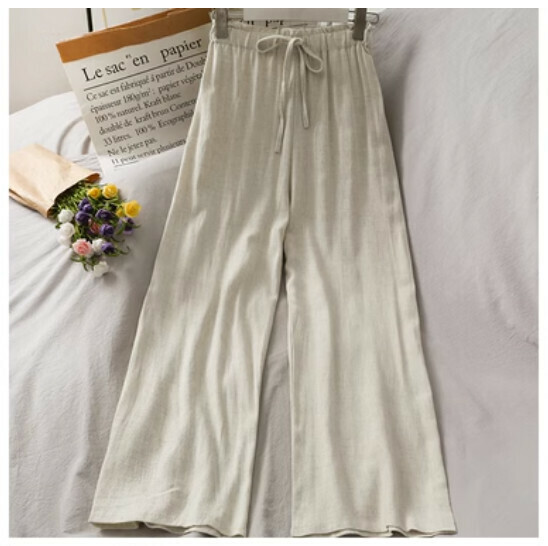 High-rise straight-leg wide-leg pants (apricot) (one size)