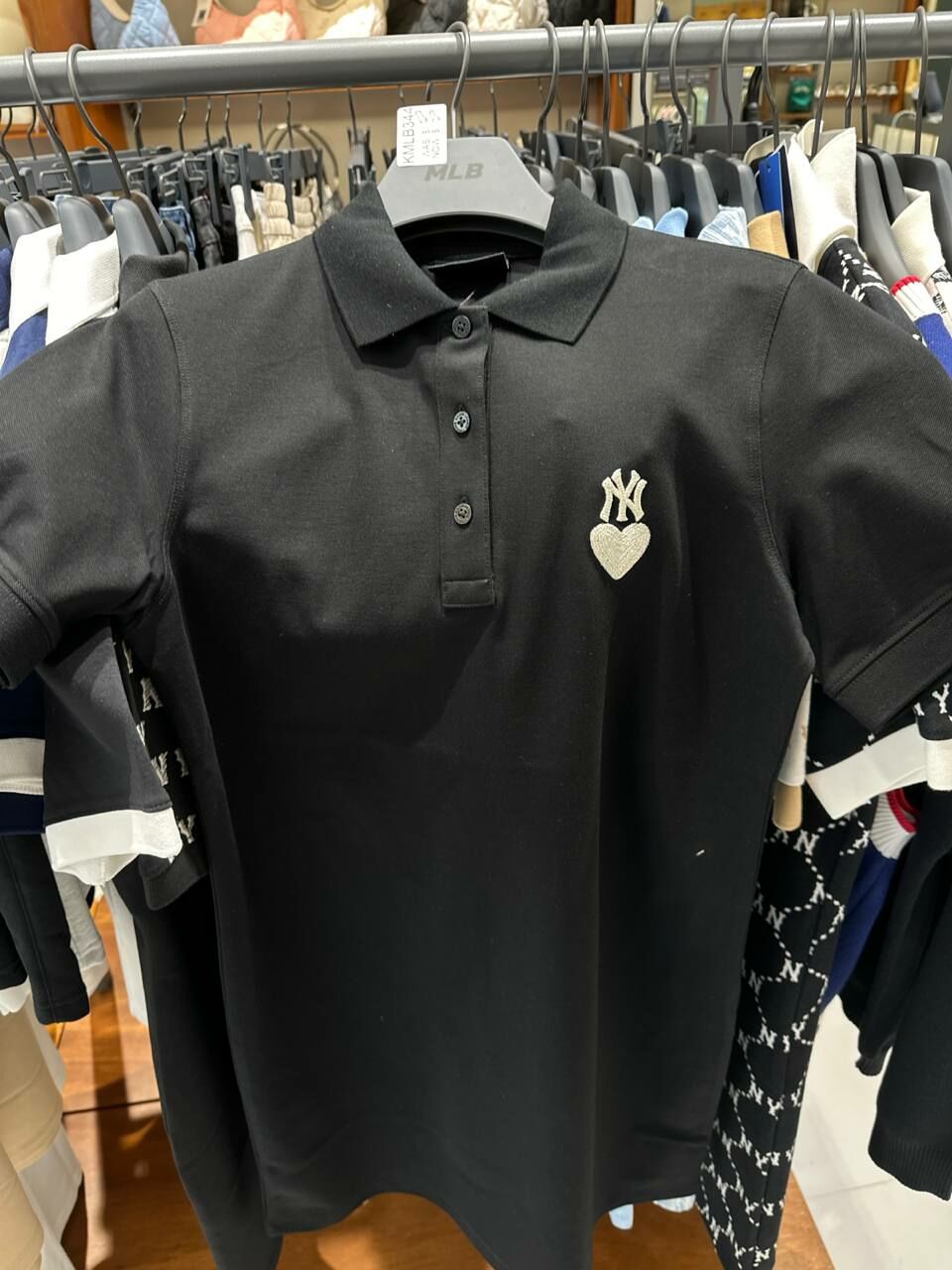 [S] MLB NEW YORK YANKEES REDSOX HEART LOGO PATCH POLO SHIRT DRESS,BLACK, 3FOPH0143GP001-50BKS (SMLB340)