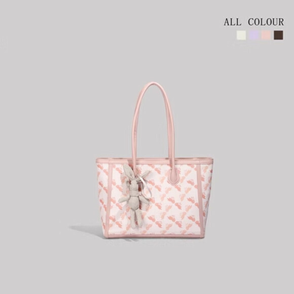 熱賣大容量時尚印花大包包單肩包【粉色】【尺寸：34cm*13cm*26cm】