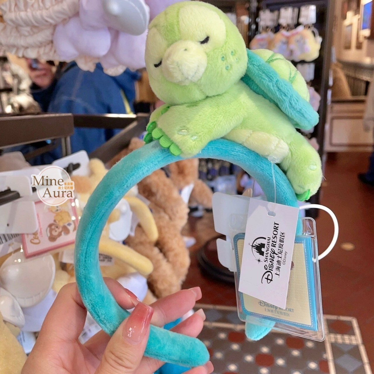奧樂米拉 海龜 OluMel 絨毛趴趴睡顏 造型 髮圈 髮箍 -上海迪士尼樂園