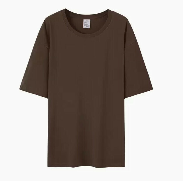 新款不透純棉打底短袖t恤男（深咖色 尺碼：S-3XL）（下單後聯絡客服確認發貨尺碼）