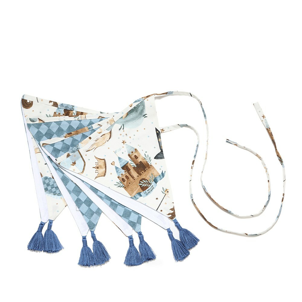 La Millou波蘭 拉米洛北歐風三角流蘇旗幟｜仙履奇緣(藍底)