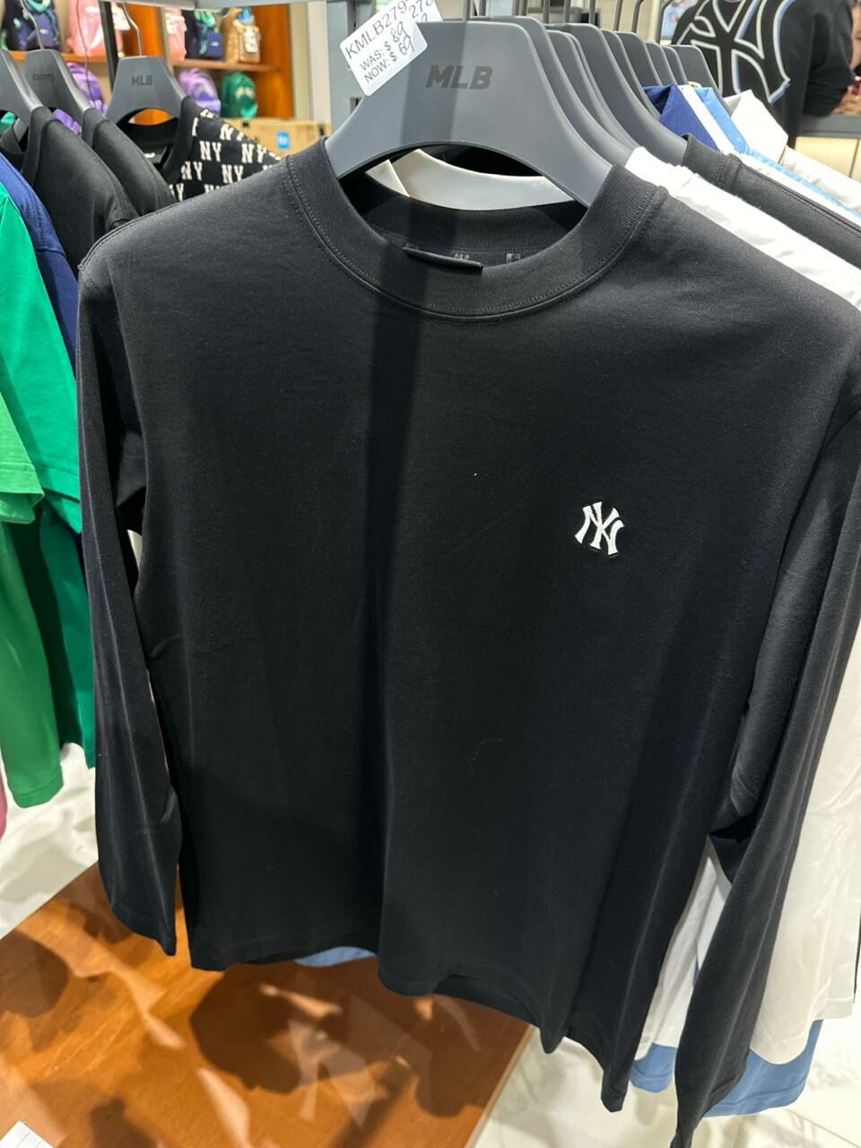 [S] MLB SMALL LOGO NEW YORK YANKEES PATCH LONG SLEEVE SWEATSHIRT,BLACK, 3ATSB0141GP001-50BKS (SMLB342)