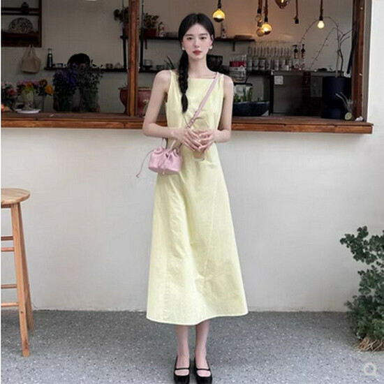 Hot Selling Sleeveless Vest Dress [Yellow] [Size S-L] (Please contact customer service to confirm the delivery size after placing the order)