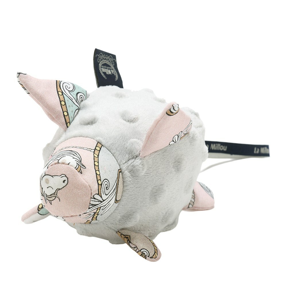 La Millou波蘭 豆豆安撫豬搖鈴玩偶｜旋轉小木馬(粉底)｜牛奶星空灰