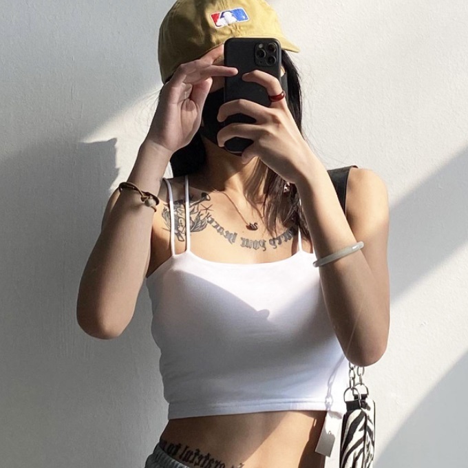 Hot selling halter neck camisole (white) (S/M size) (contact customer service after placing the order to confirm the delivery size)