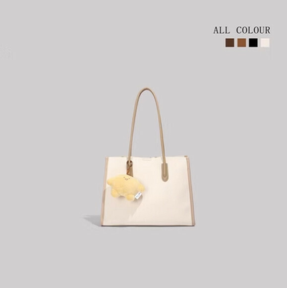 熱賣大容量復古腋下包手提包【米白】【尺寸：35cm*11cm*24cm】
