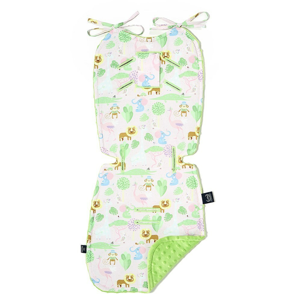 La Millou波蘭 豆豆推車坐墊｜動物探險隊(黃底)｜香草綠薄荷