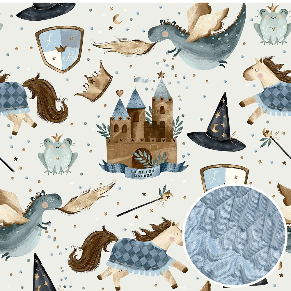 La Millou波蘭 Velvet頂級棉柔雙面柔柔毯大人款｜仙履奇缘(藍底)｜舒柔墨藍