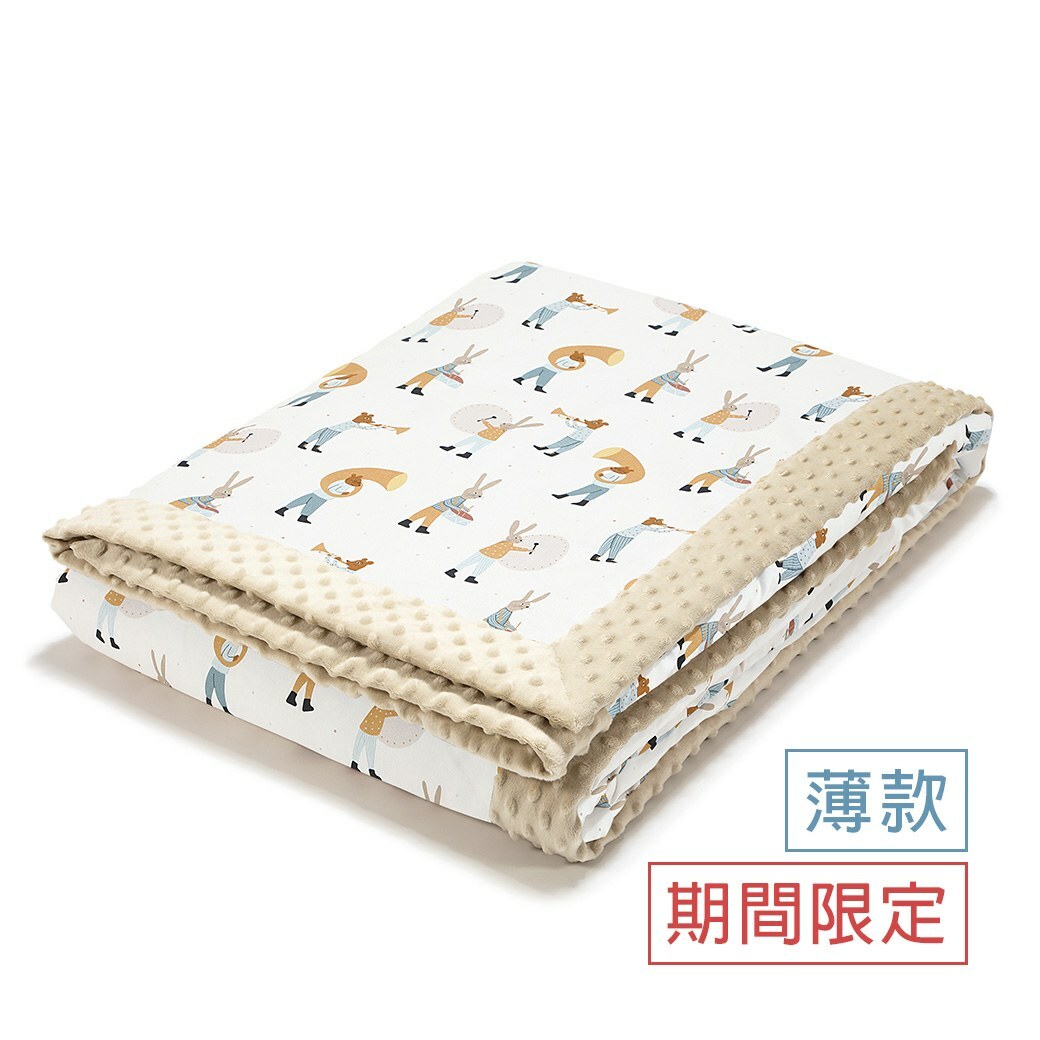 La Millou波蘭 單面巧柔豆豆毯大人款(140x220cm)｜兔兔演奏家(藍)｜伊莉沙白