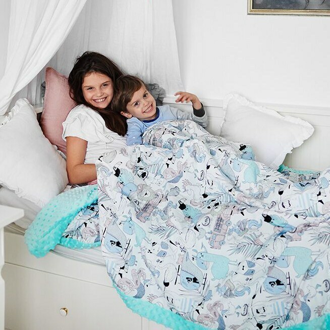 La Millou波蘭 單面巧柔豆豆毯大人款140*220cm｜棕櫚美妍花(綠底)｜煙燻櫻花粉